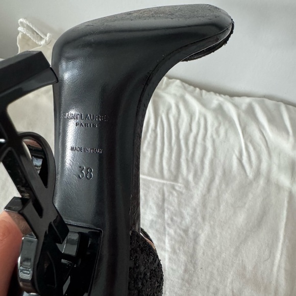 Yves Saint Laurent, YSL letter heel, YSL Opyum 110 Heels in Glitter/Black - Picture 11 of 15